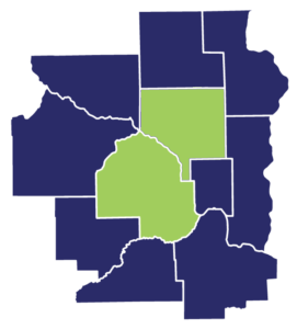partial map of Minnesota counties with Anoka and Hennepin counties highlighted.