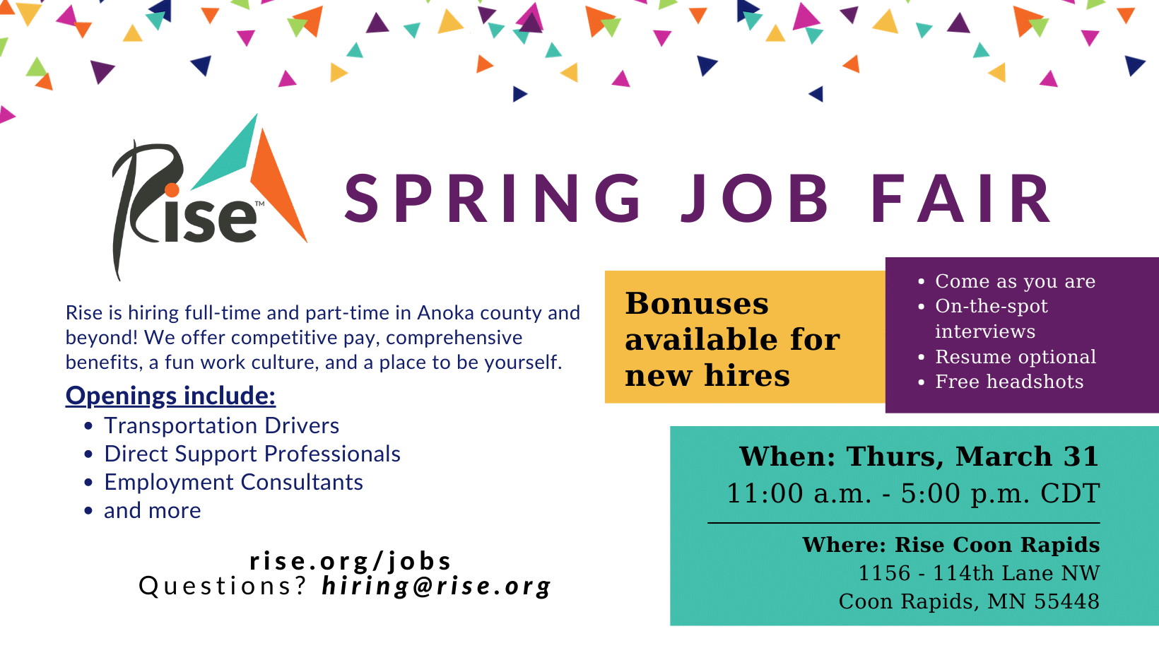 Rise Spring Jobs Fair Rise