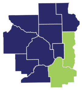 partial map of Minnesota counties with Washington and Dakota counties highlighted