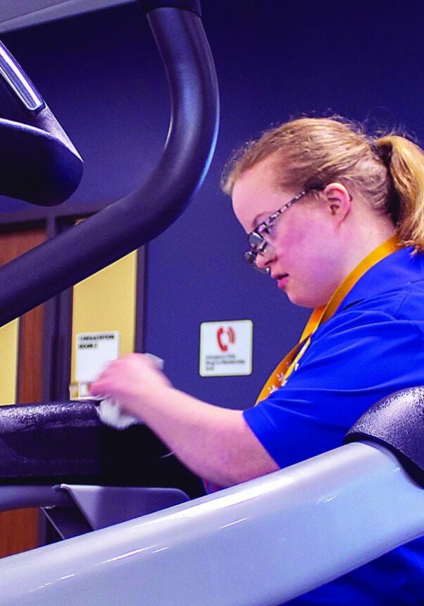 Leah began her first community-based job at the Forest Lake, Minn. YMCA about six months ago. With support from her employment consultant and her supervisor, Leah is making strides.