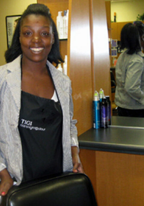 supportive services for people with intellectual disabilities girl standing in salon