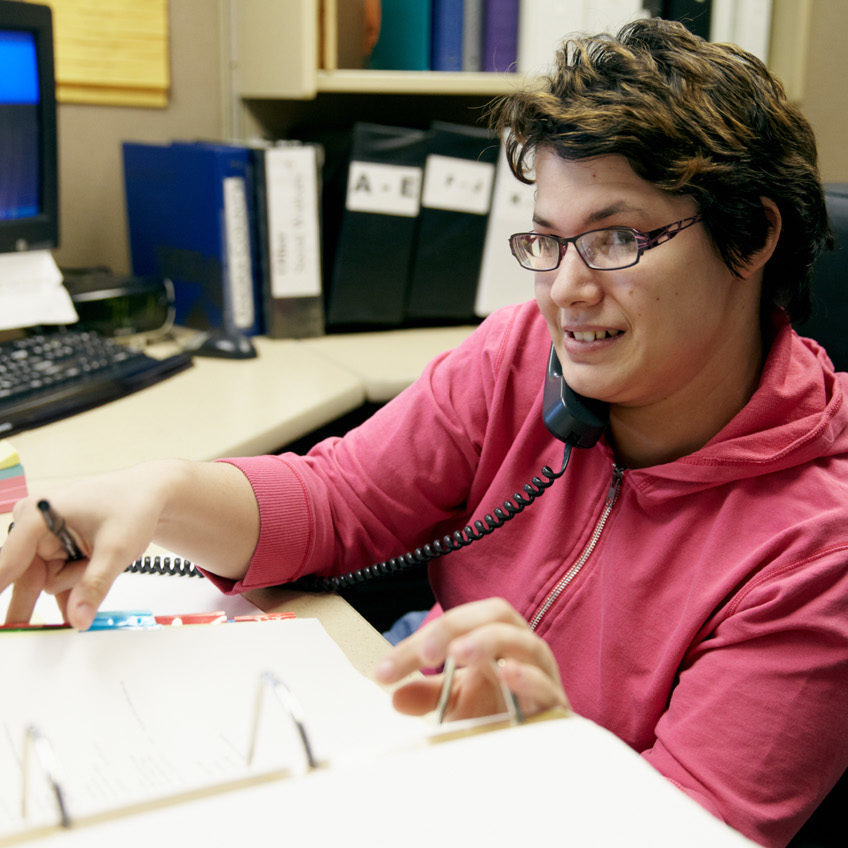 A volunteer working on some documentation